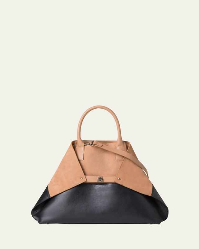 Ai Medium Bicolor Nubuck Leather Shoulder Bag